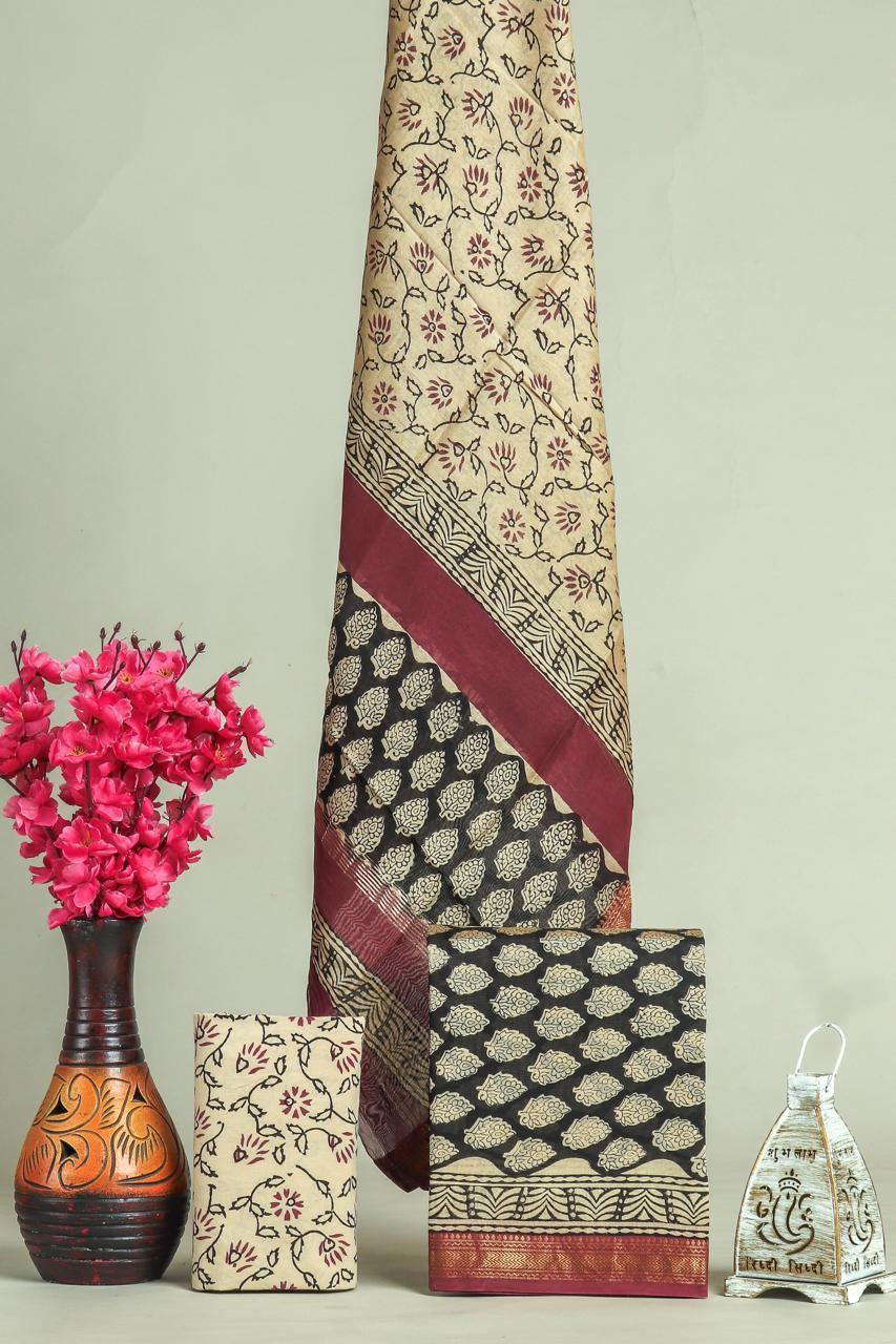 Shop jaipuri block print maheshwari silk suits (MSL638)