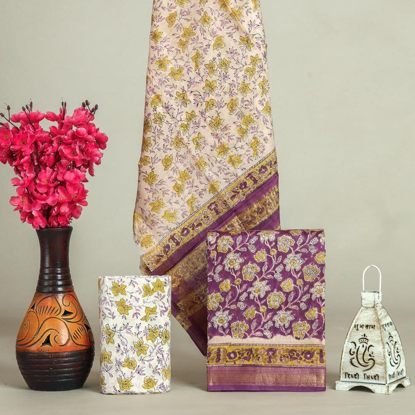 Shop hand block print maheshwari silk suits online (MSL644)