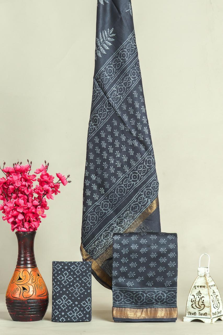 Shop hand block print maheshwari silk suits online shopping (MSL655)
