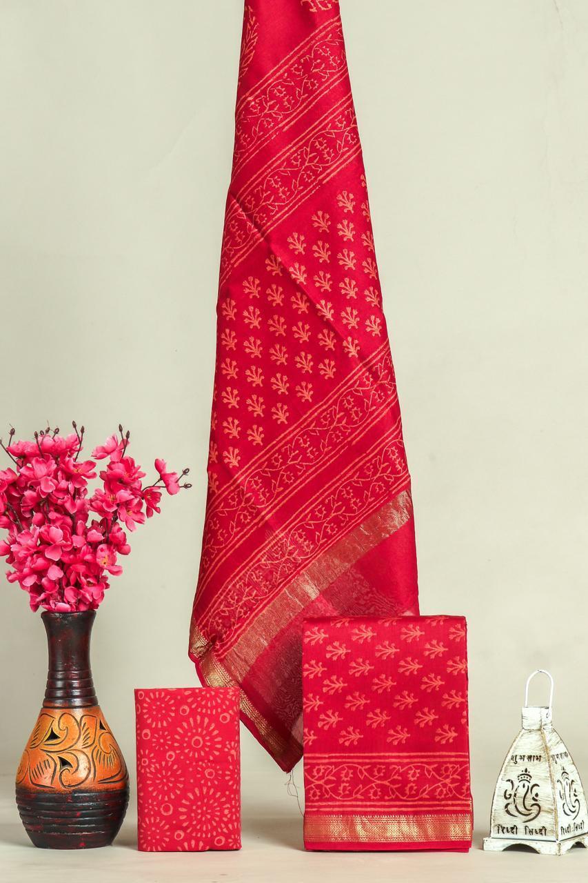 Shop hand block print maheshwari silk suits online (MSL661)