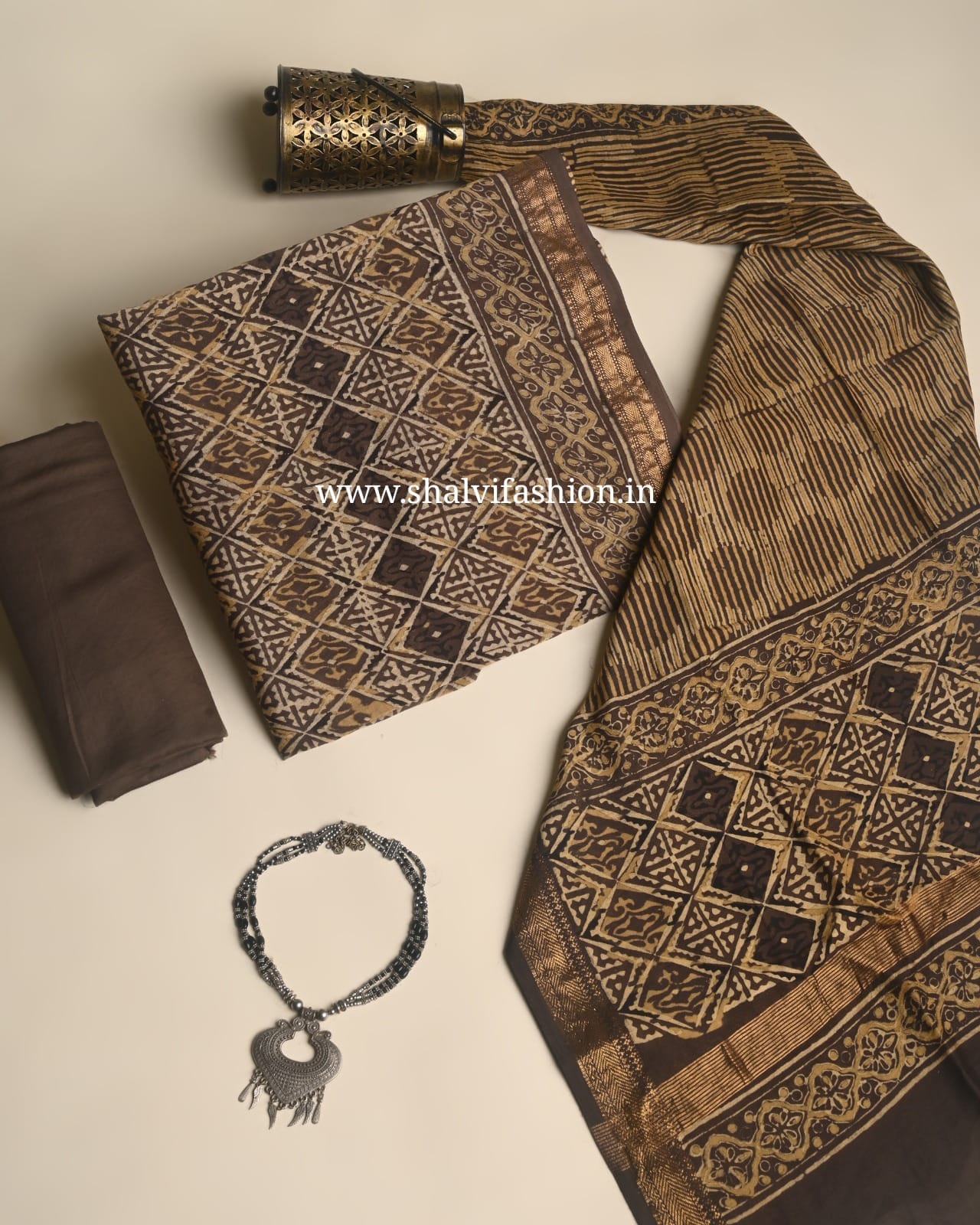 Shop hand block print maheshwari silk suits online (MSL671)