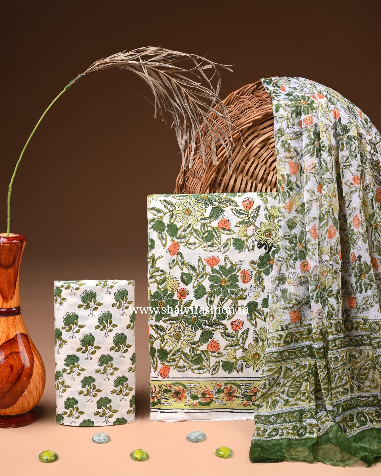 Shop unstitched block printed cotton suits online (PCHF689)