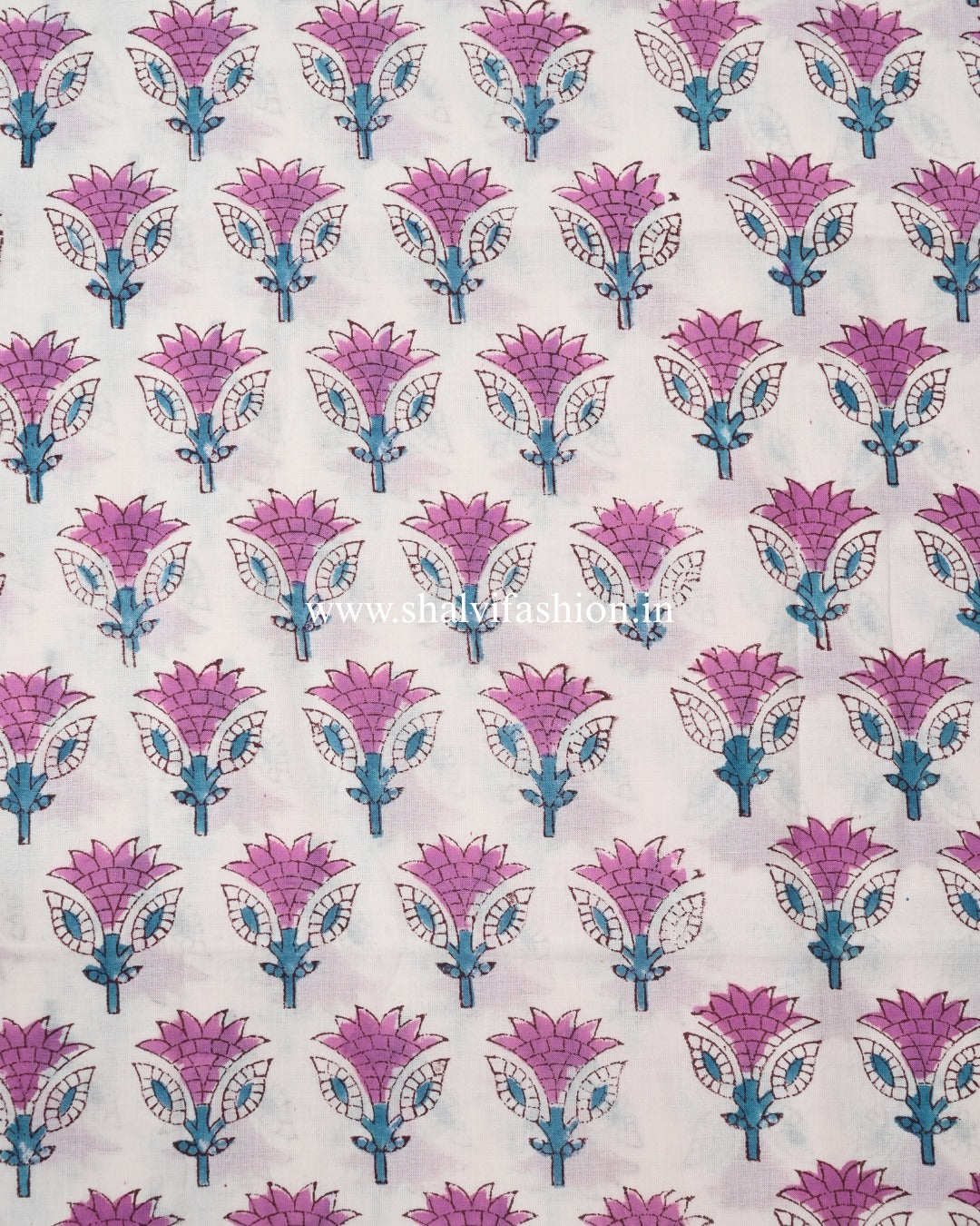 Shop block printed cotton suits with mulmul dupatta (PRMUL589)