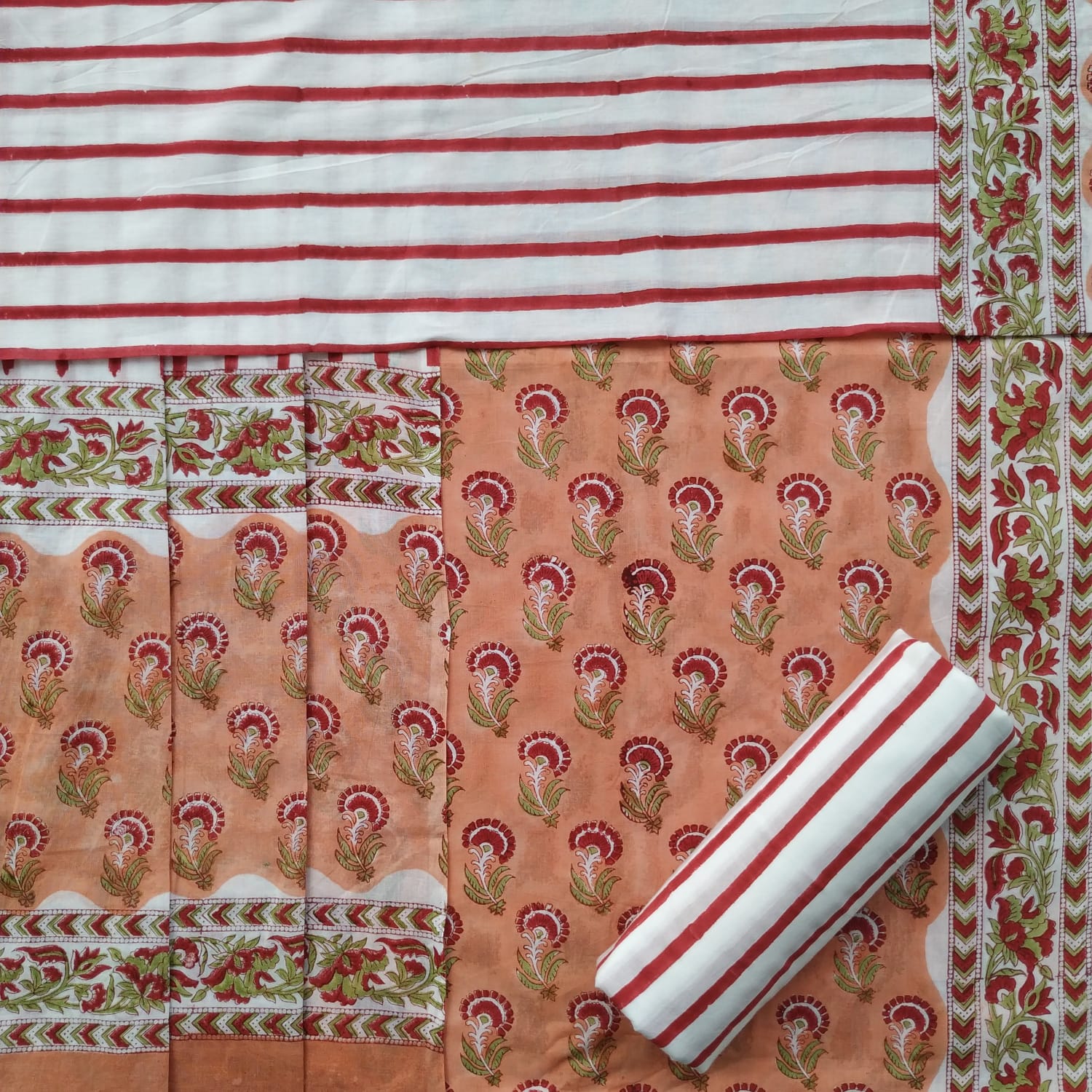 shop hand block print pure cotton suits with mulmul dupatta