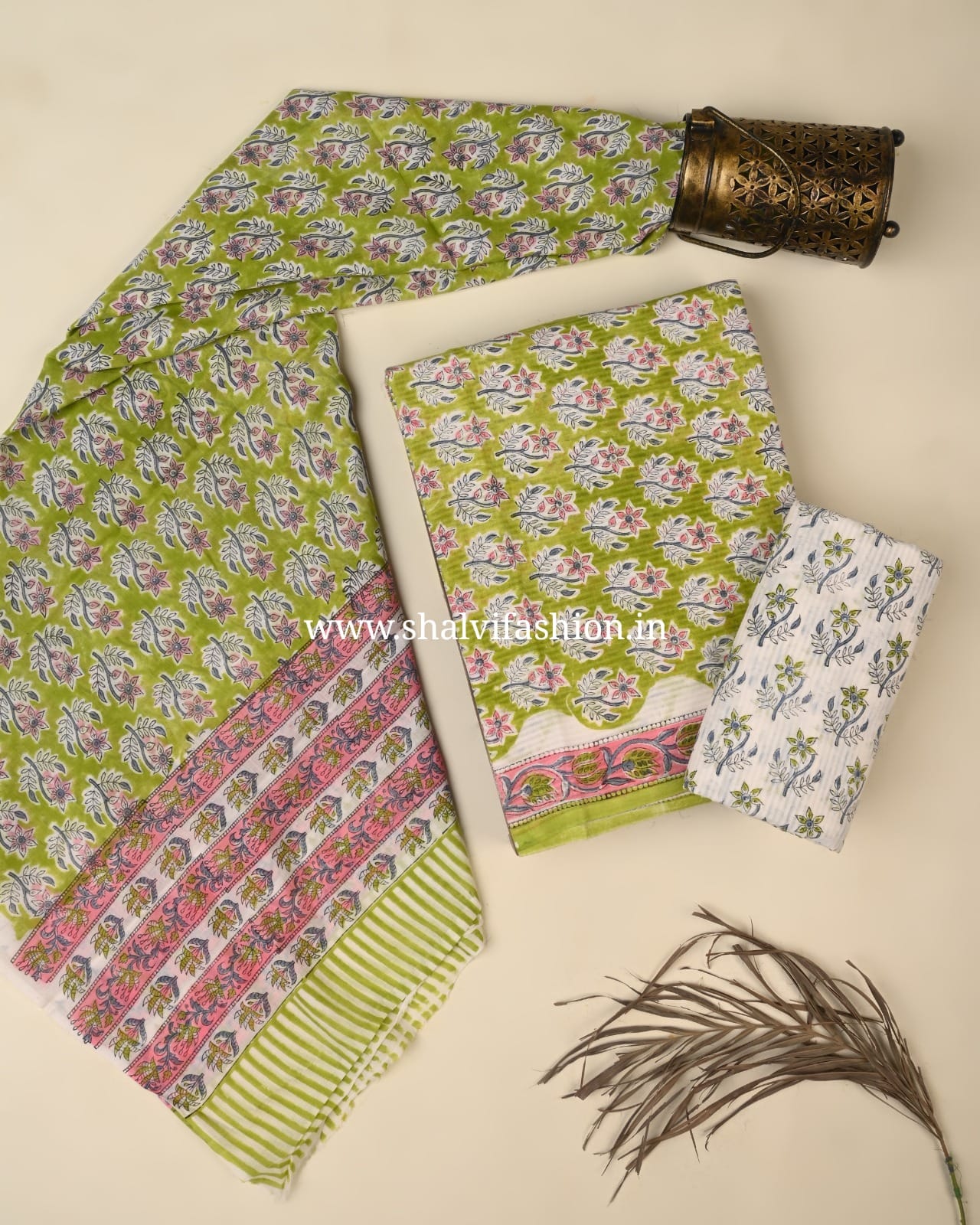 Shop hand block printed textured line cotton suits online (PRMUL567)