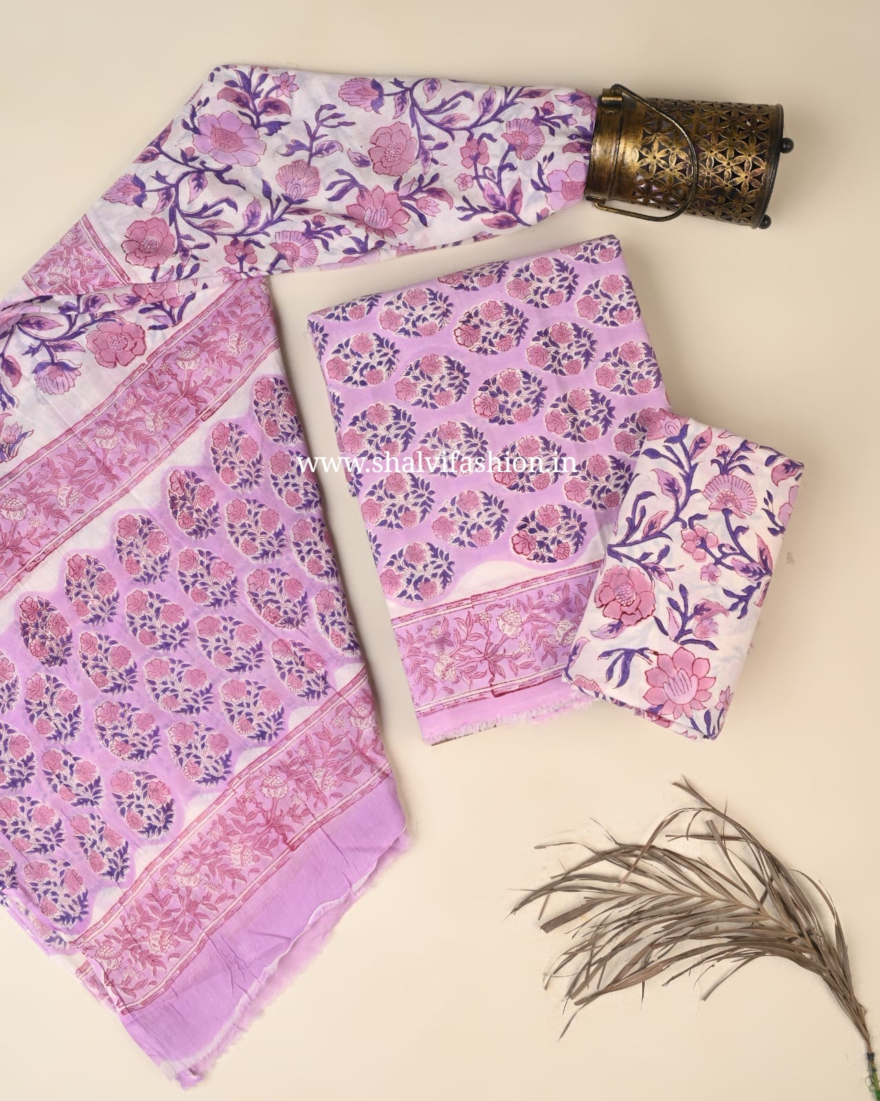 Shop sanganeri print cotton suits mulmul dupatta online (PRMUL683)