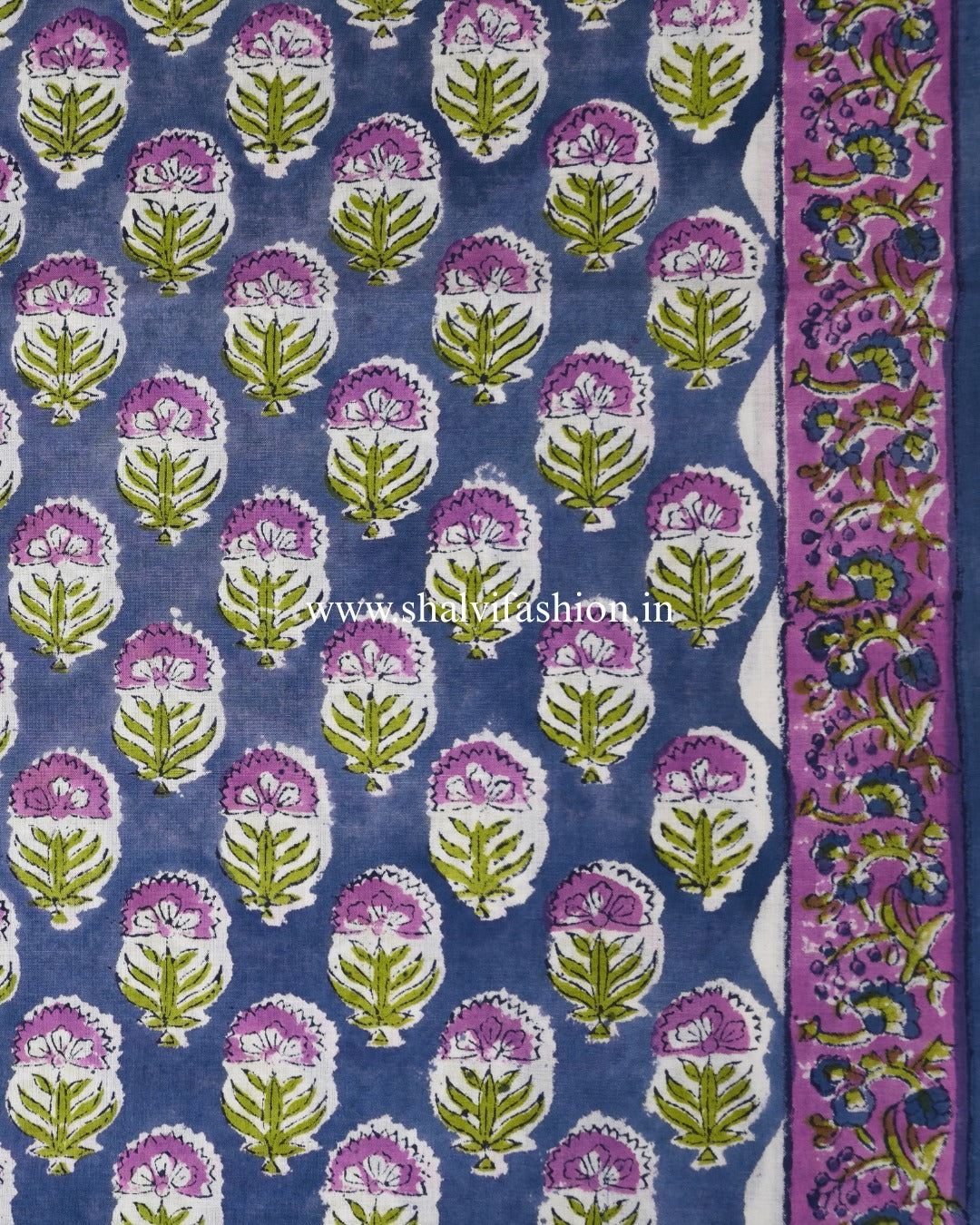 Shop block printed cotton suits with mulmul dupatta (PRMUL585)