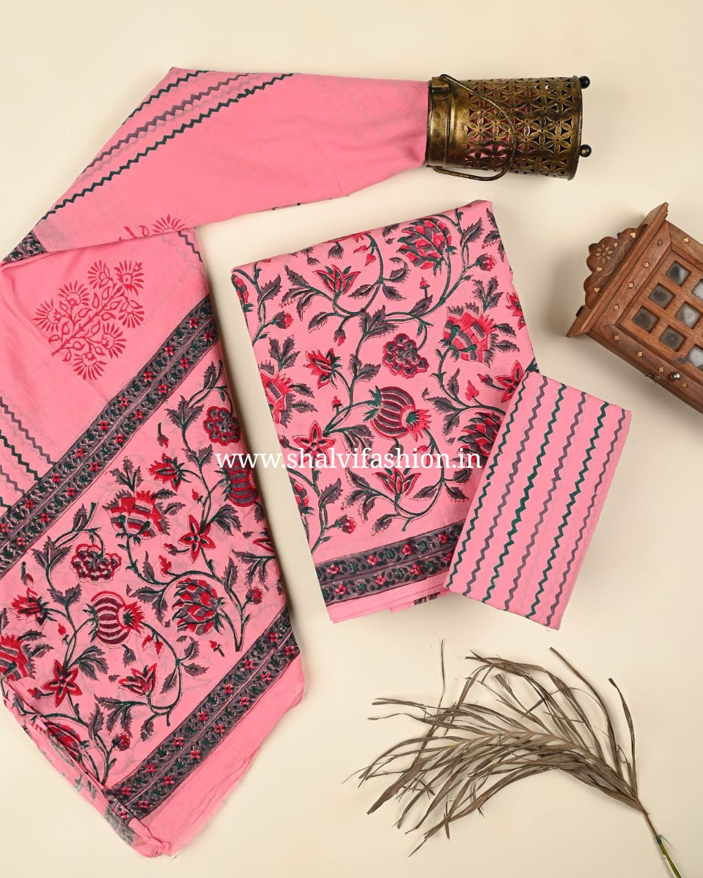 Shop unstitched block print cotton suits in jaipur (PRMUL484)