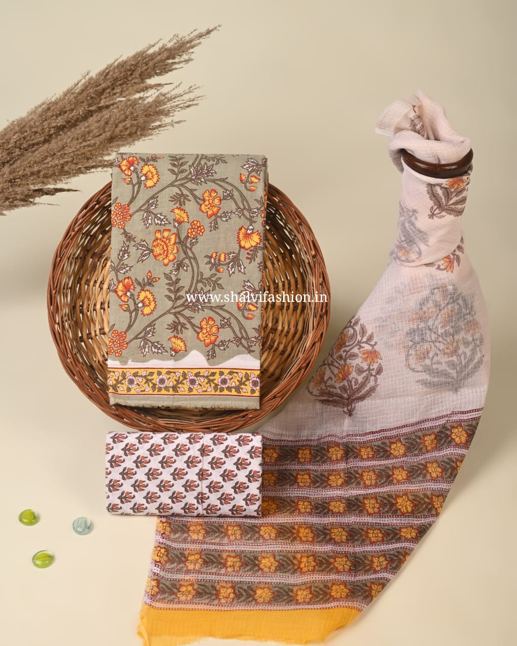 Shop jaipuri screen print cotton suits with kota dupatta (RKD105)