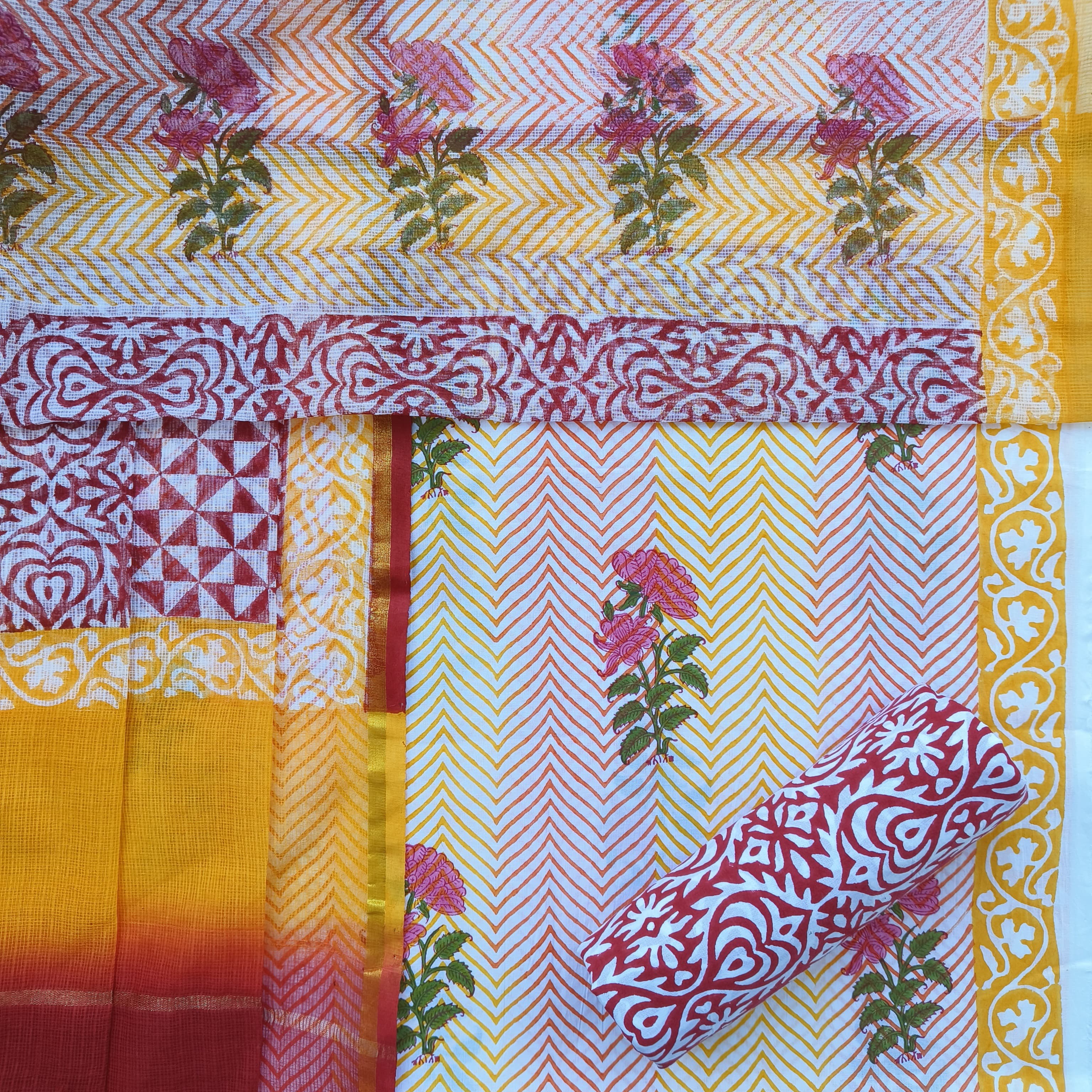 Designer Print Cotton Suit Set with Kota Doria Dupatta (RKD90)