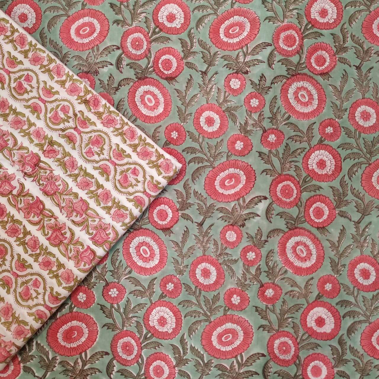 Flower Print Pure Cotton Running Fabric  (2PBP35) - ShalviFashion