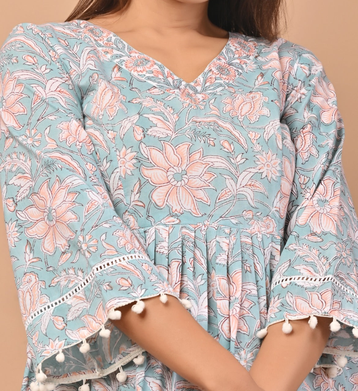 Shop block print pure cotton dresses online shopping (CRD10)