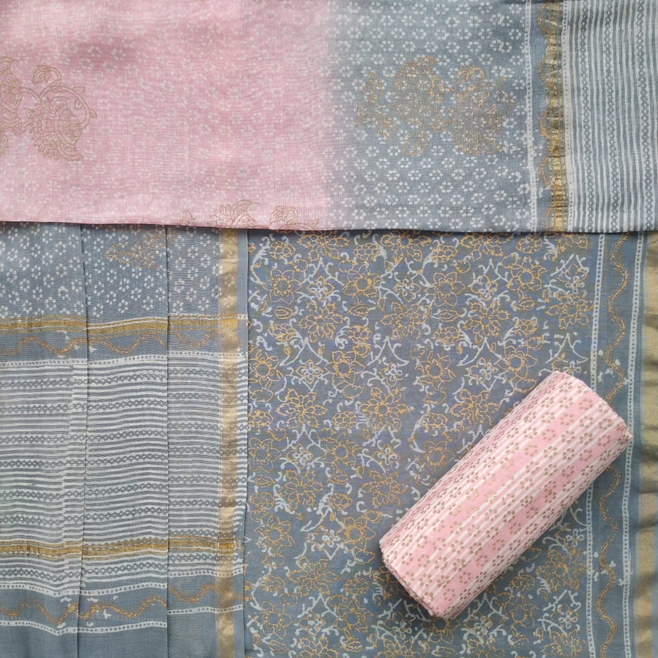 shop unstitched chanderi silk suit set with chanderi silk dupatta