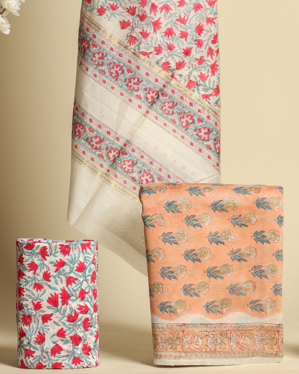 Shop hand block print chanderi silk suit sets (CHA576)