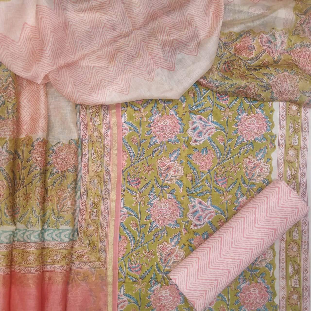 Classic Cotton Suits with  Premium Chanderi Silk Dupatta (CHD29) - ShalviFashion