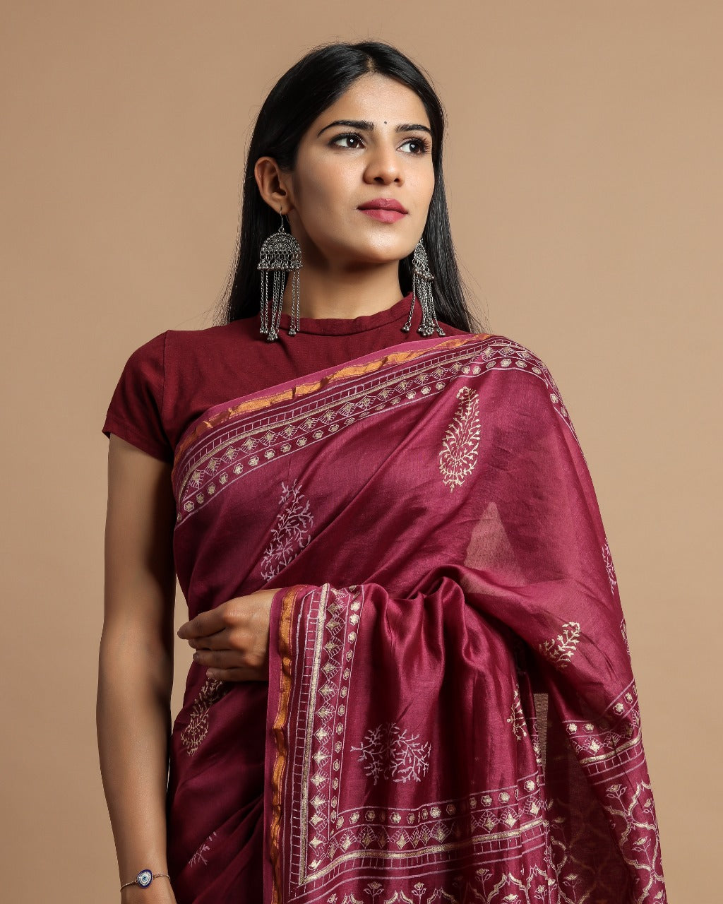 Shop Hand Block Print Premium Chanderi Sarees online (CHSAR32)