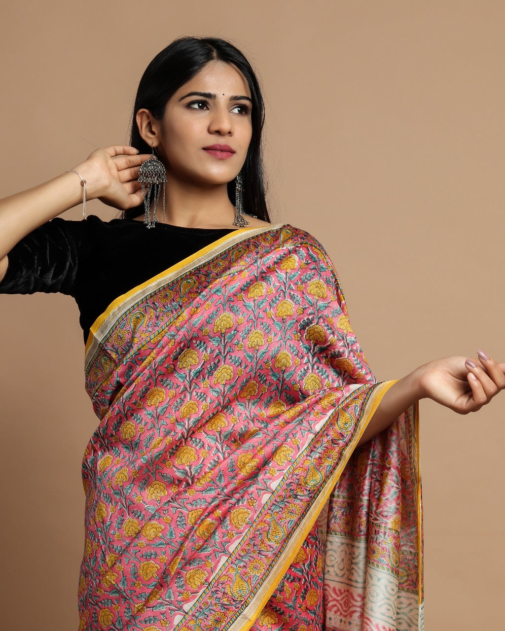 Shop Hand Block Print Premium Chanderi Sarees online (CHSAR34)