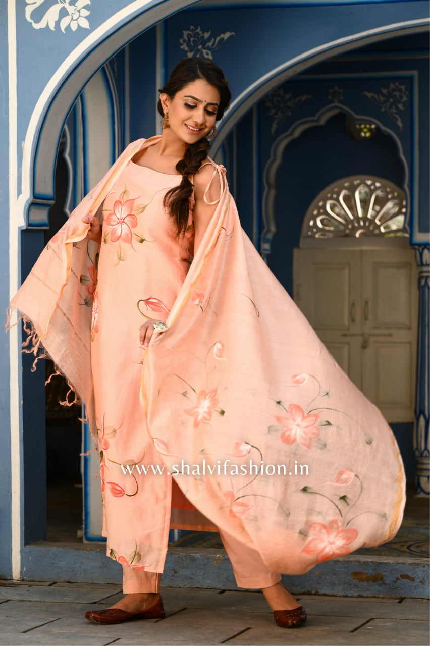 Shop stitched hand painted chanderi silk suit sets (CSS39)