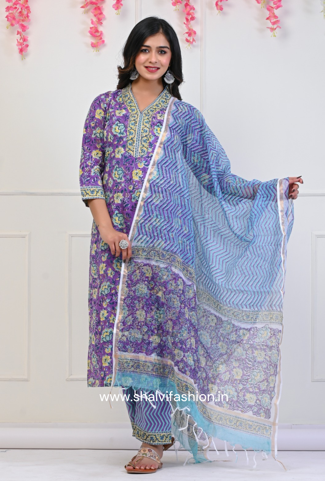 Shop kota doria dupatta cotton suits online shopping (CSS69KD)