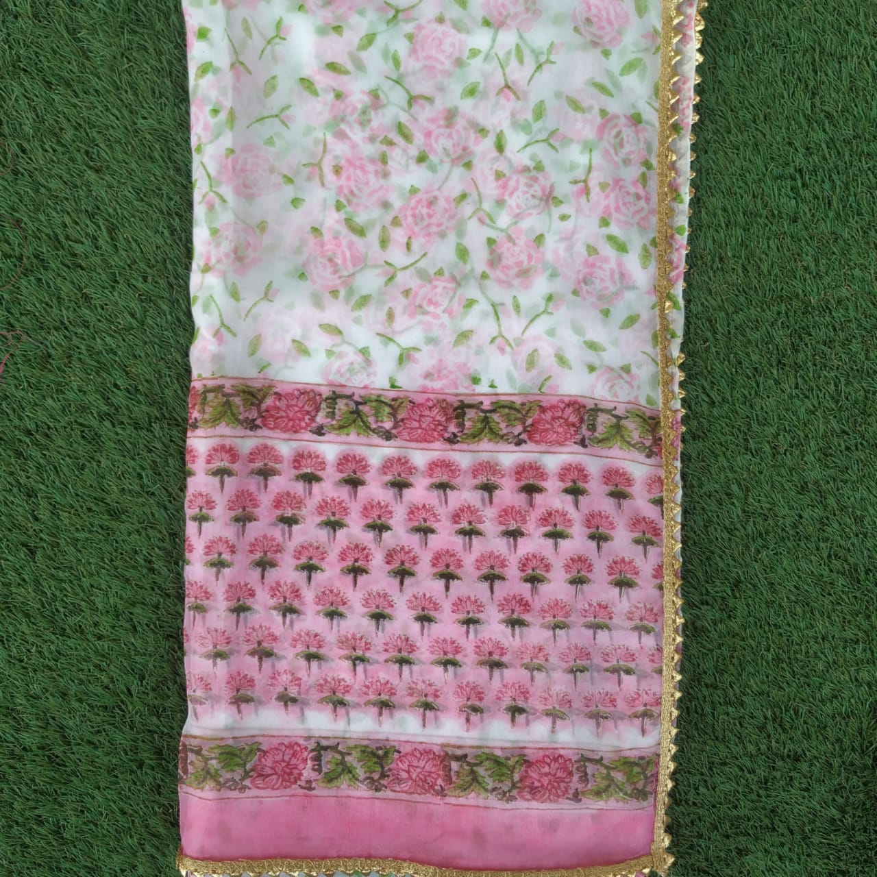 Traditional Buti Gota Work Suit with Chiffon Dupatta (GOTA120)