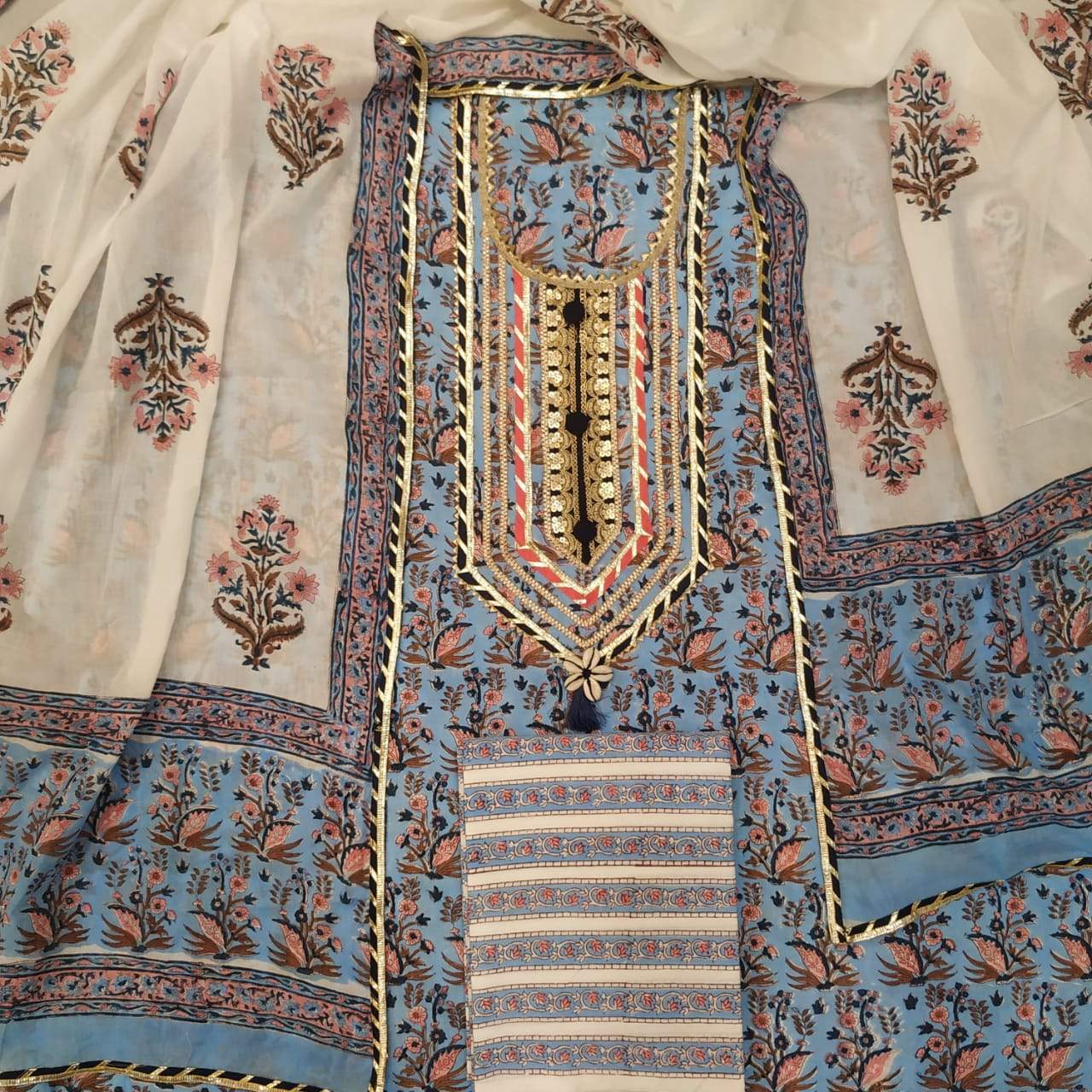 Exclusive Gota Work Suit with Malmal Dupatta (GOTA123) - ShalviFashion