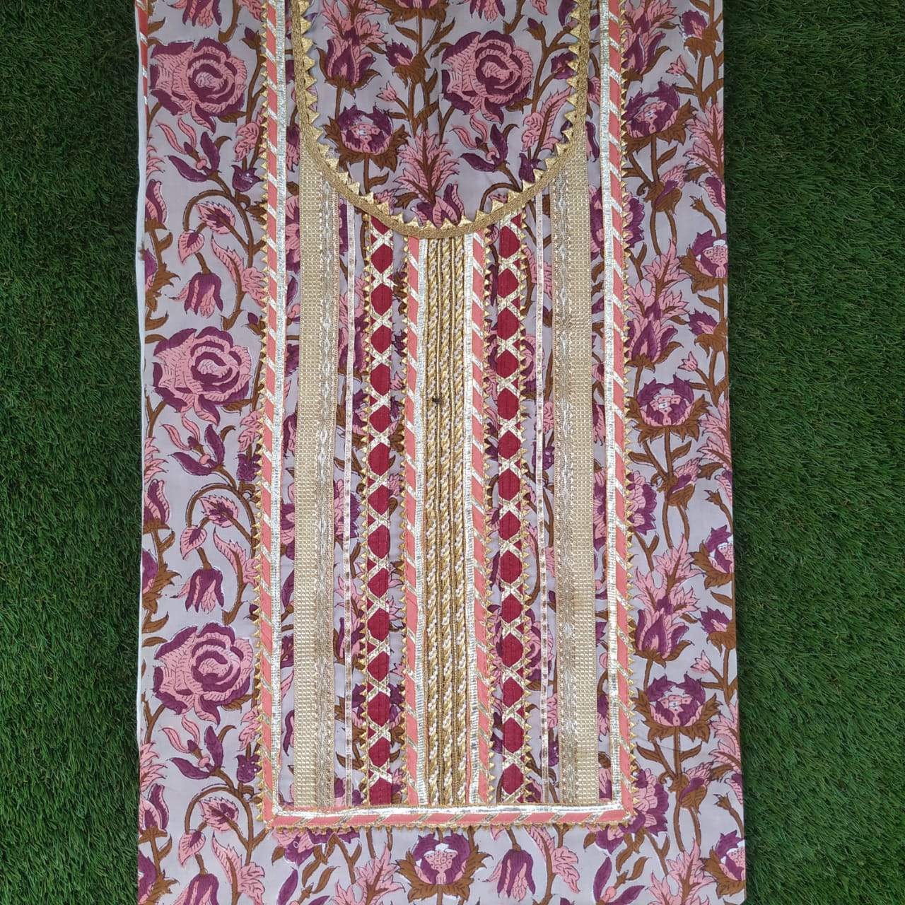 Shop Unstitched Gota Work Suits with Mulmul Dupatta (GOTA129)