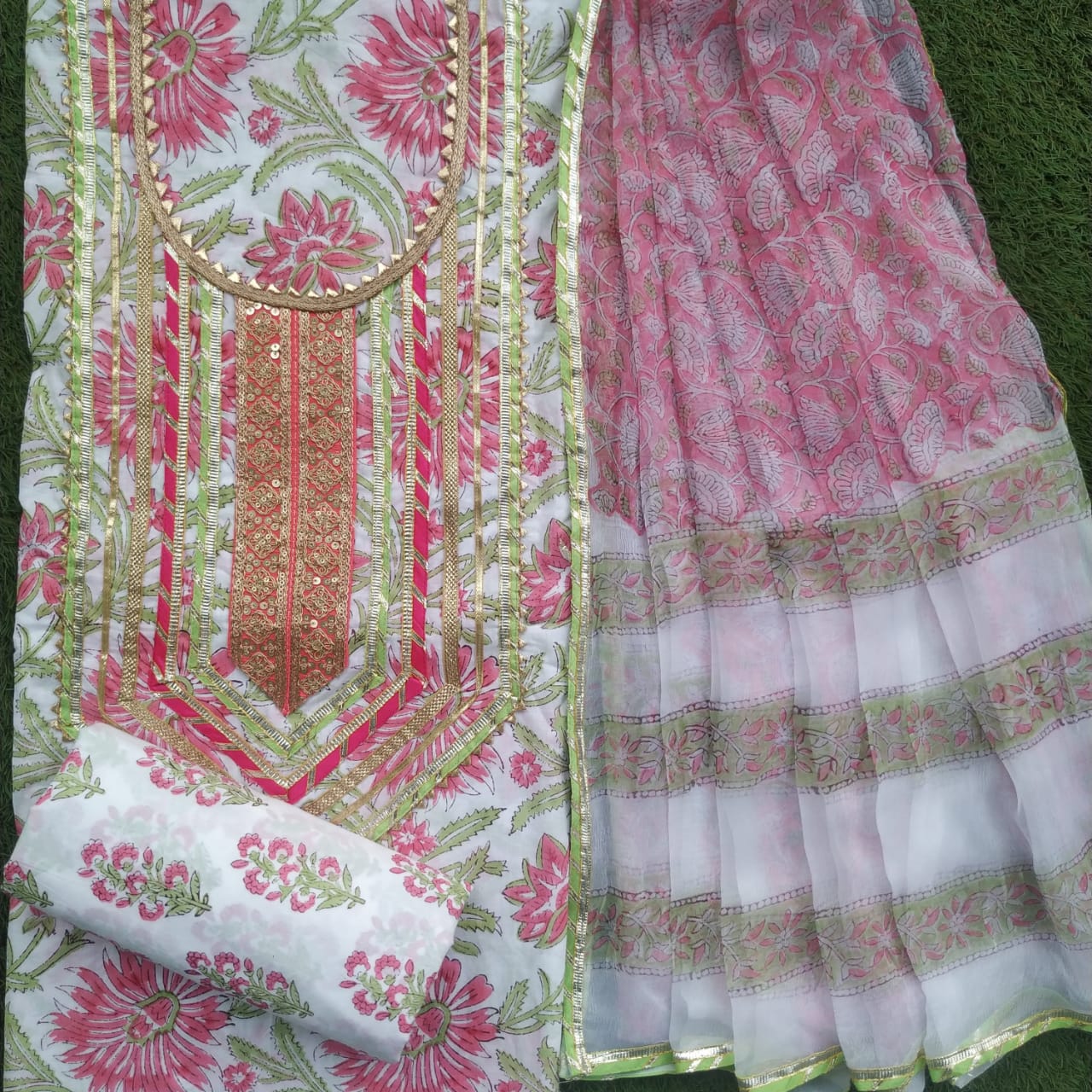 shop unstitched gota work suits online