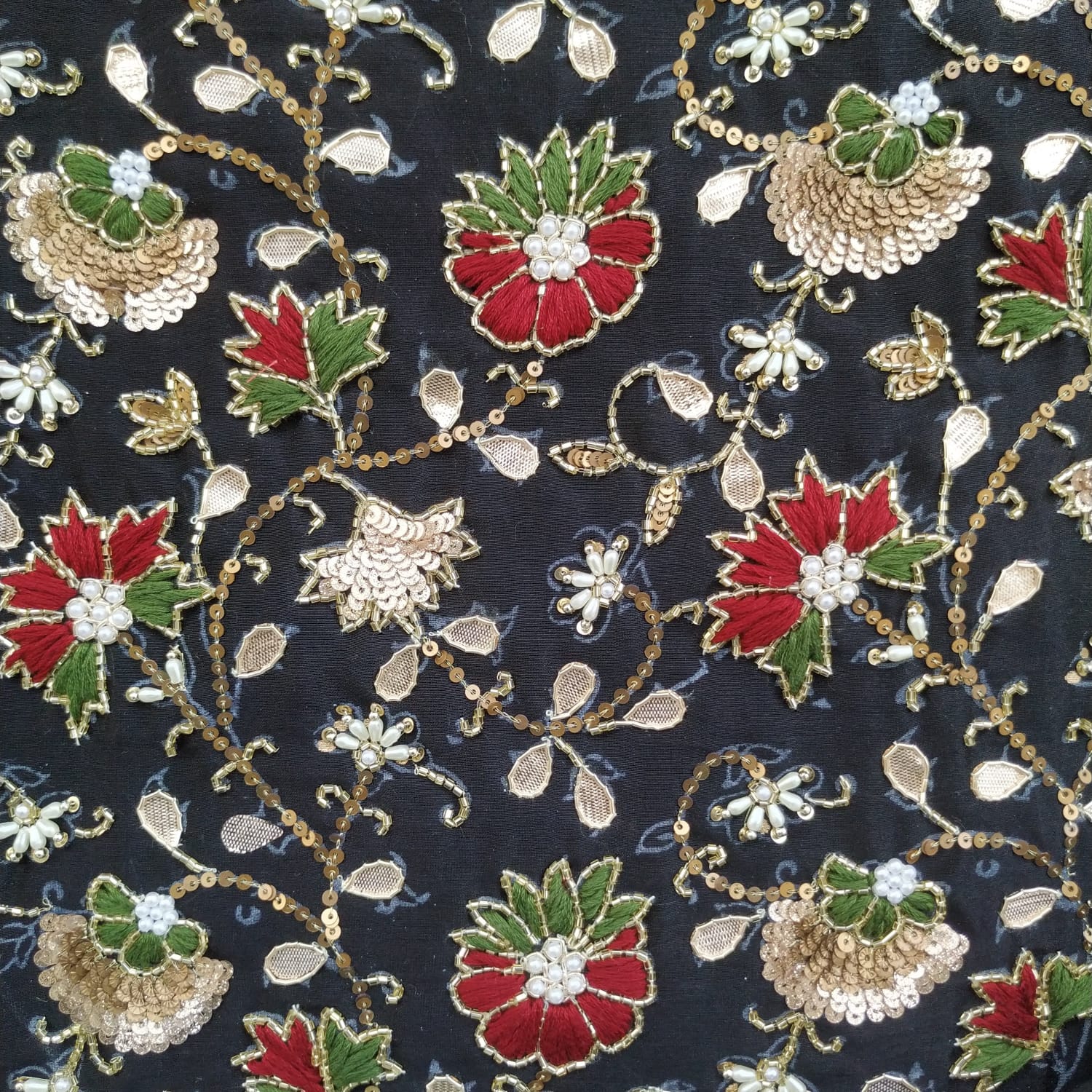Shop unstitched zardosi work chanderi silk suit sets online (GOTA340)