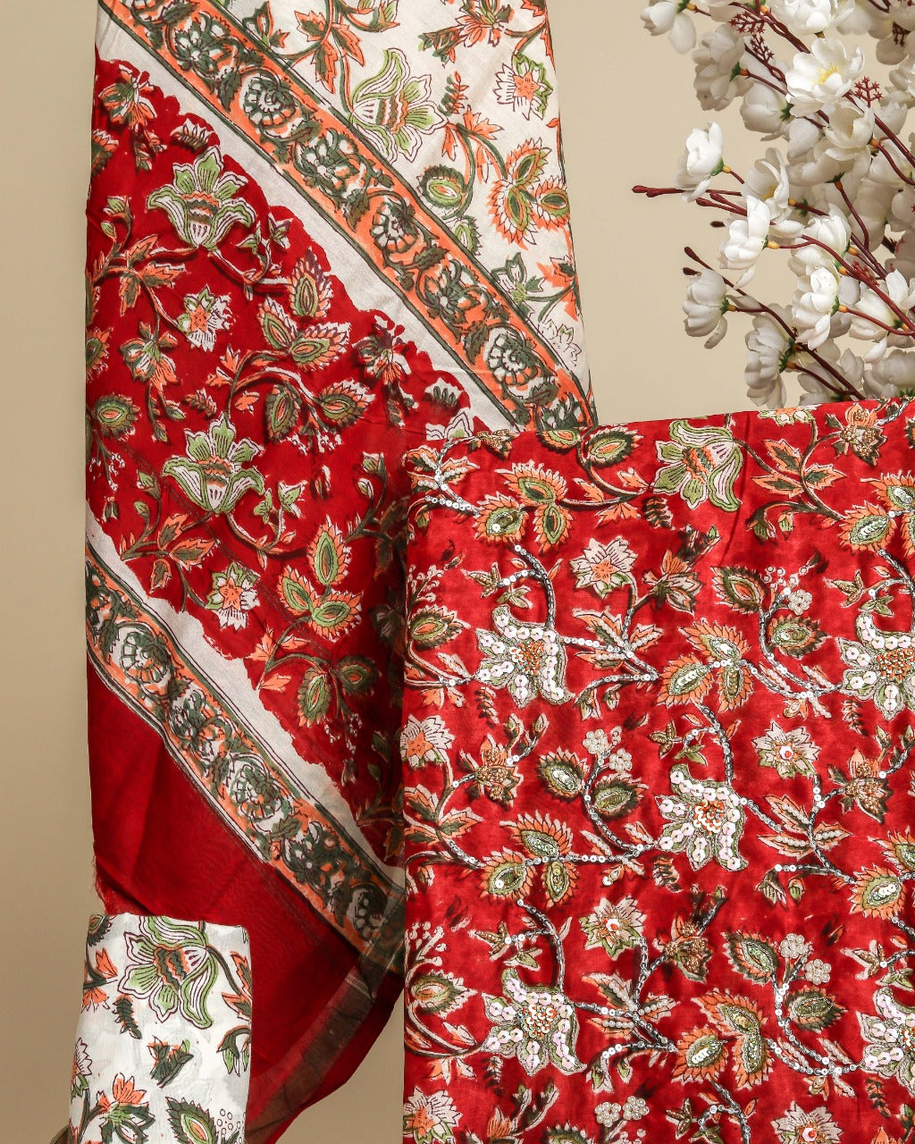 Shop hand work collection chanderi silk suits in jaipur (GOTA380)