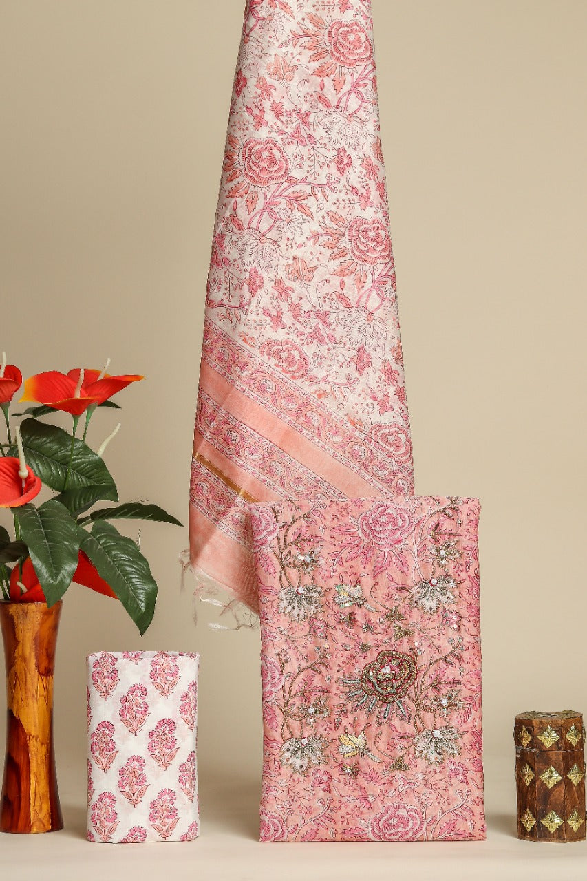 Shop unstitched hand work suit sets online (GOTA385)