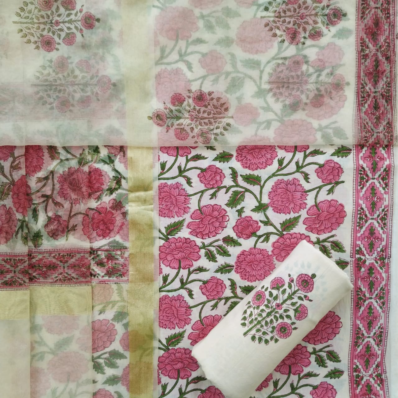 Shop hand block print cotton suits online (ORG268)