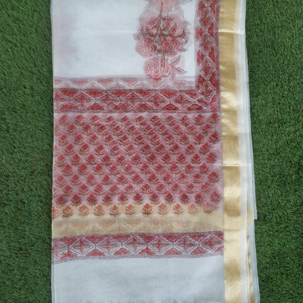 Shop Unstitched Pure Cotton Suits with Organza Dupatta (ORG70)