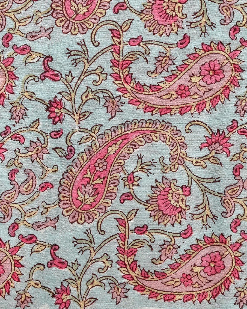 Shop Unstitched Floral Hand Block Print Pure Cotton Suits with Organza Dupatta (ORG86)