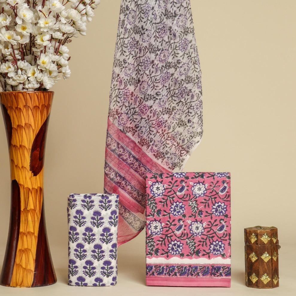 Shop cotton suits ets with chiffon dupatta in jaipur (PCHF452)