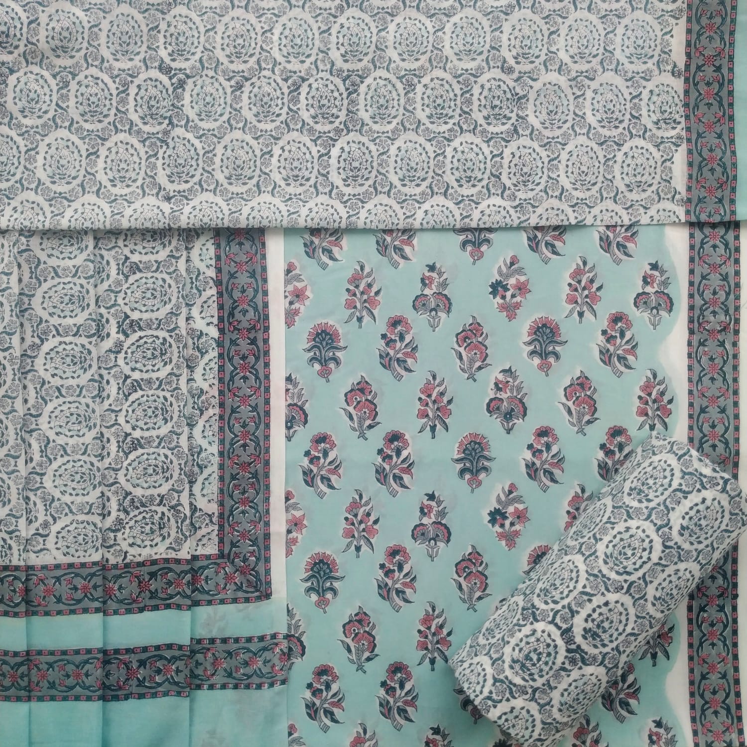 Shalvi's Hand Block Print Cotton Suit with Mulmul Dupatta (PRMUL223)