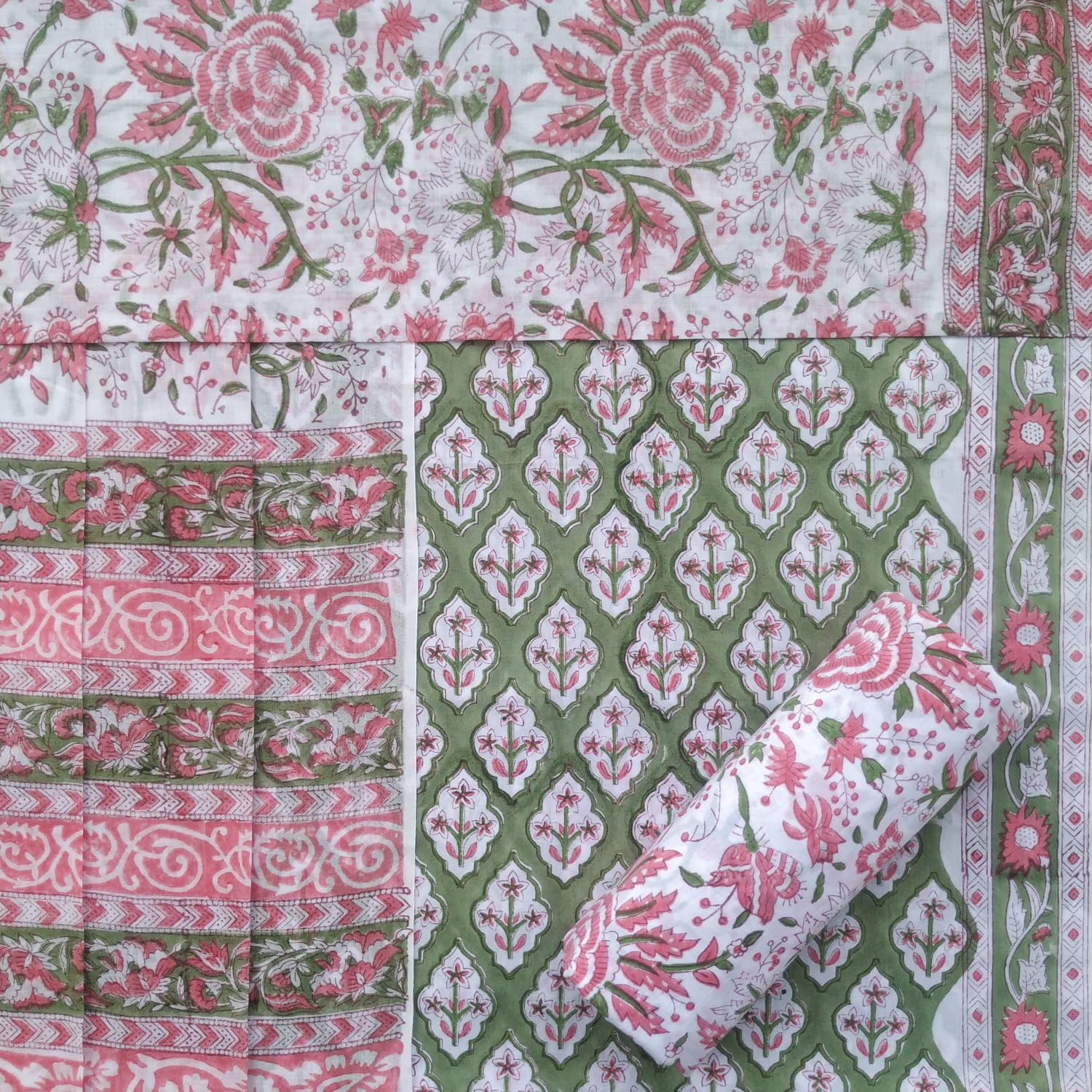 Hand Block Print Pure Cotton Mulmul Dupatta Suits (PRMUL36)