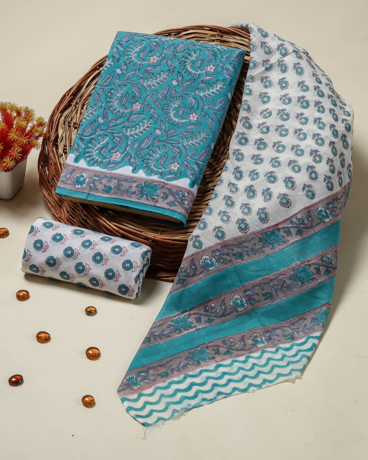 Shop mulmul dupatta cotton suits online (PRMUL422)