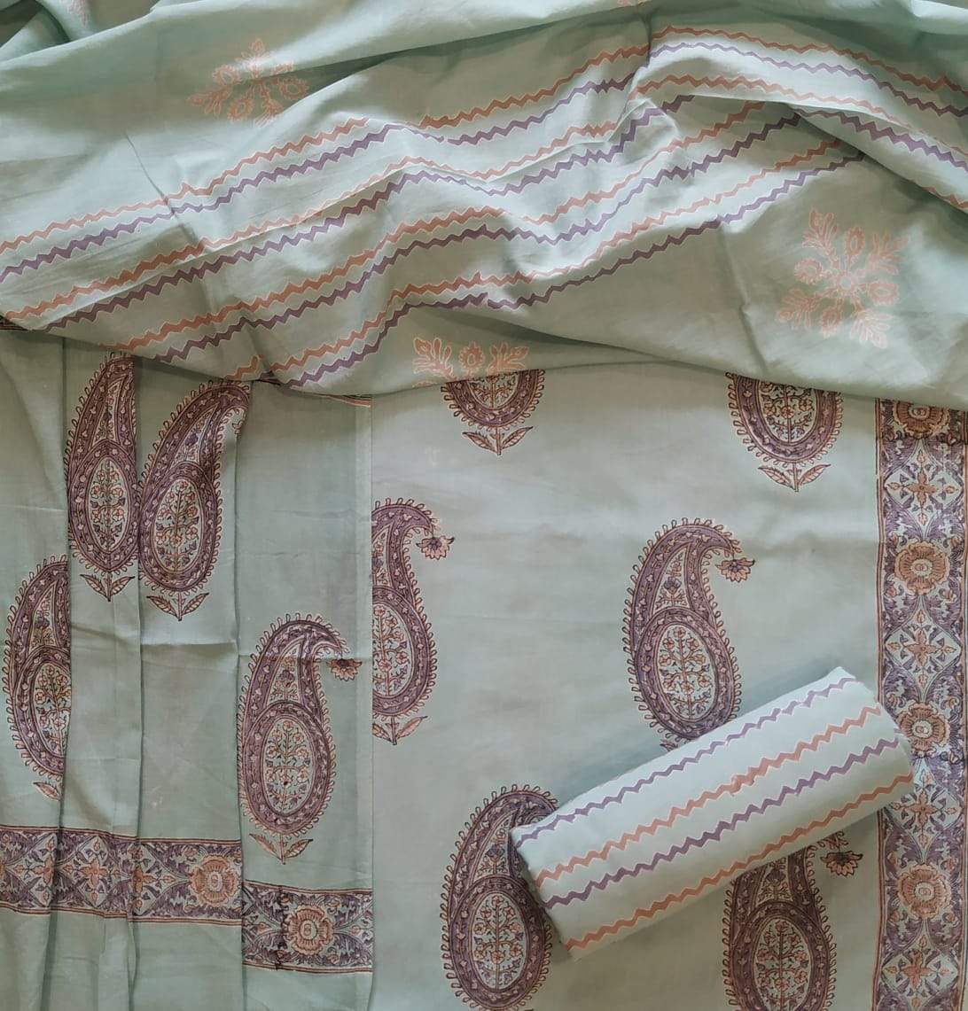 Premium Cotton Mulmul Dupatta Suits (PRMUL43) - ShalviFashion