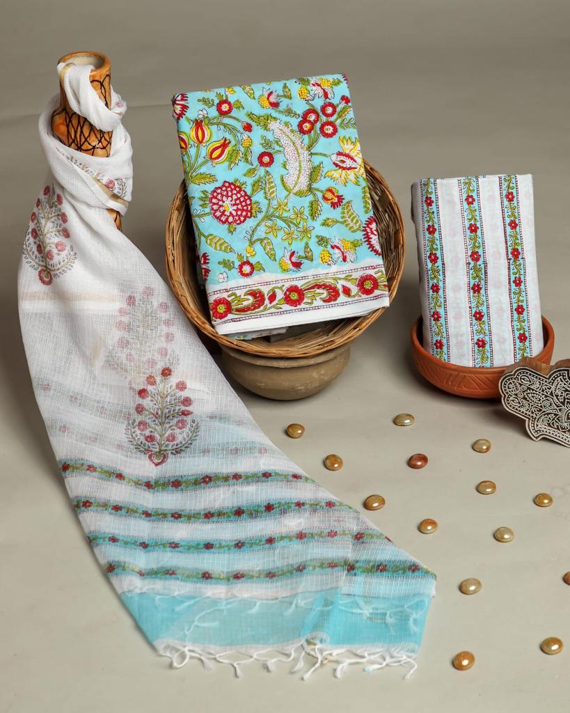 Shop cotton suit sets with kota doria dupatta (RKD170)