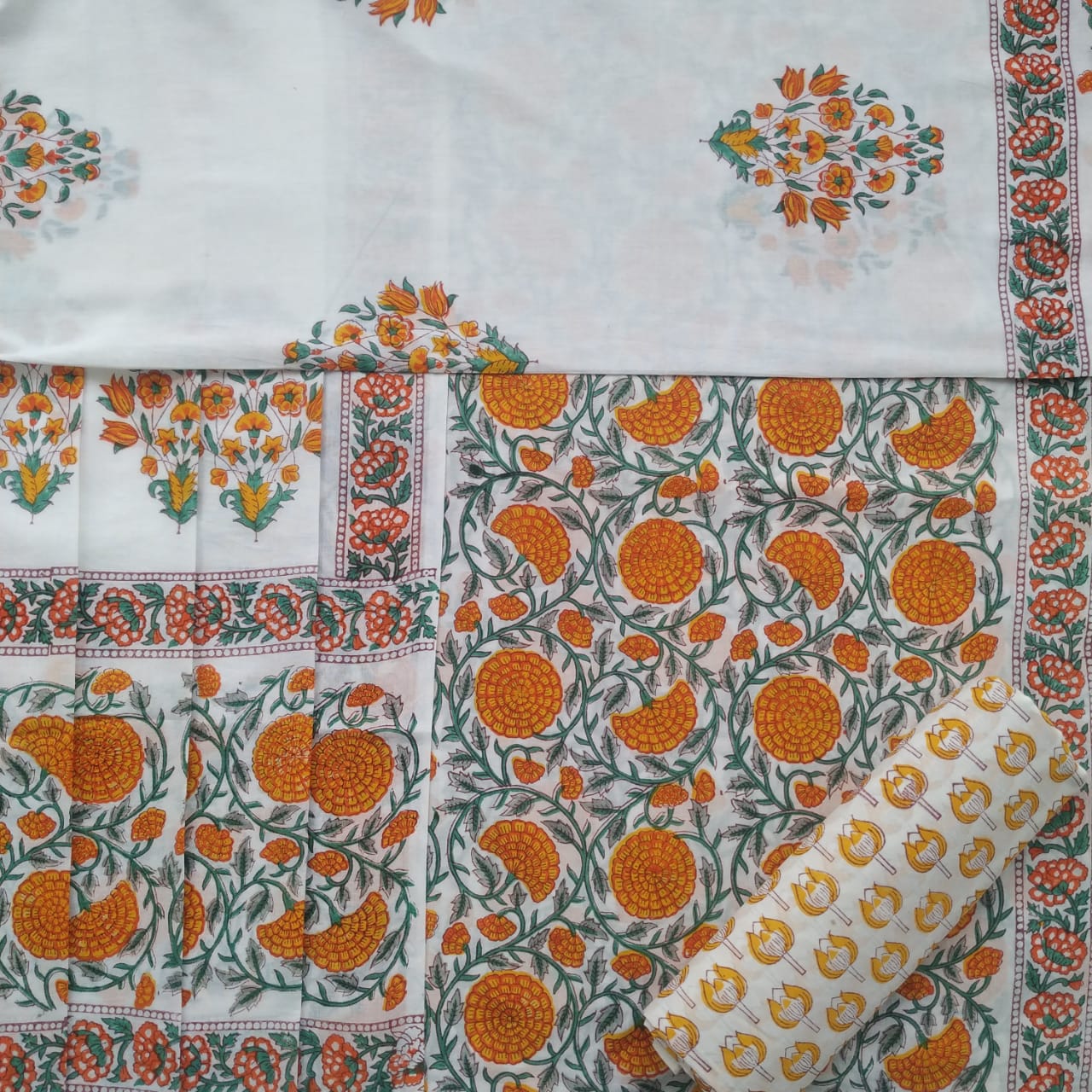 shop unstitched cotton dress material with cotton mulmul dupatta