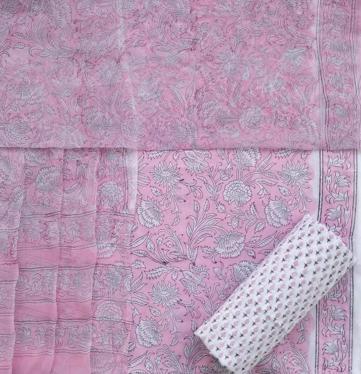 shop unstitched hand block print chiffon dupatta suits