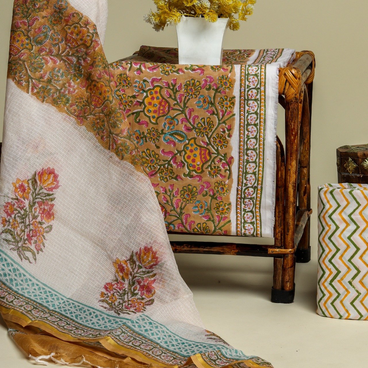 shop cotton suit with kota doria dupatta online